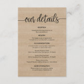 Schöne Details zur Hochzeit, rustikale schwarze Ti Begleitkarte (Vorderseite)