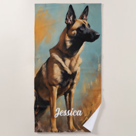 Schöne deutsche Malinois Strandtuch