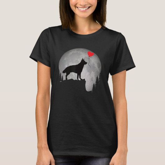 Schöne Deutsche Schäferhund-Silhouette Mond Schäfe T-Shirt (Vorderseite)