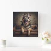 Schöne Deutsche Shepard Quadratische Wanduhr (Zuhause)