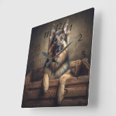 Schöne Deutsche Shepard Quadratische Wanduhr (Winkel)