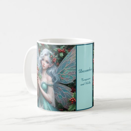 Schöne Dezember Fairy in Holly Kaffeetasse (Vorderseite Links)