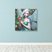 Schöne Dezember Fairy in Holly Leinwanddruck (Insitu (Holzboden))