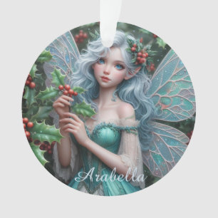 Schöne Dezember Fairy in Holly Ornament