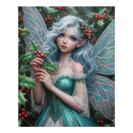 Schöne Dezember Fairy in Holly Poster
