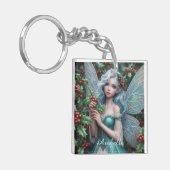 Schöne Dezember Fairy in Holly Schlüsselanhänger (Vorderseite links)