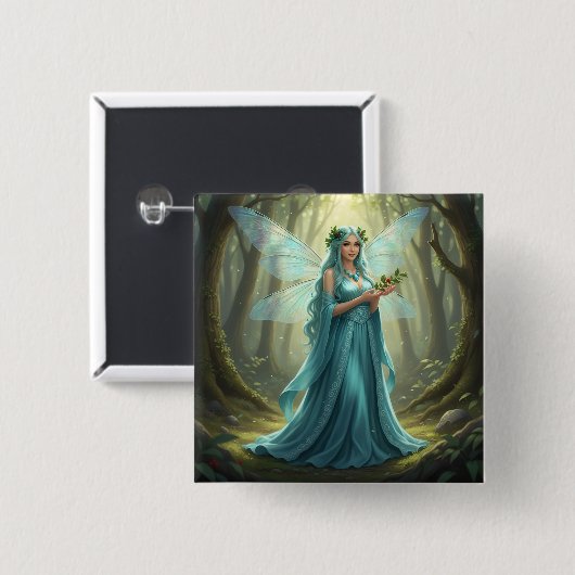 Schöne Dezember Türkis Fairy Button (Vorne & Hinten)