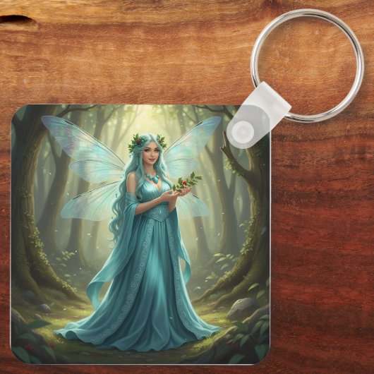 Schöne Dezember Türkis Fairy Schlüsselanhänger (Rückseite)