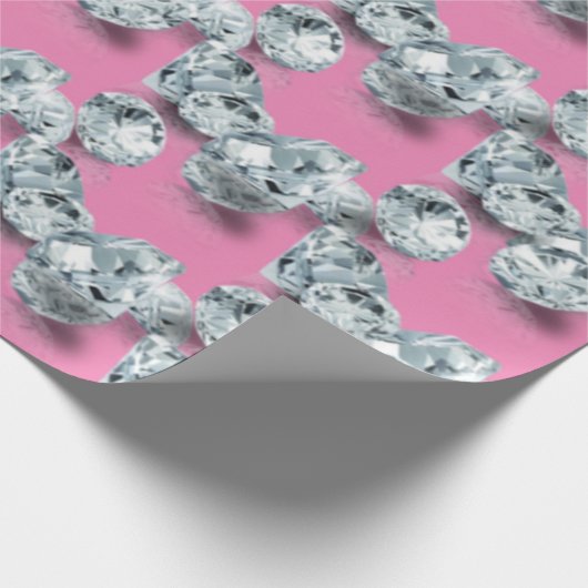 Schöne Diamanten weiche rosa Glasur Geschenkpapier (Ecke)