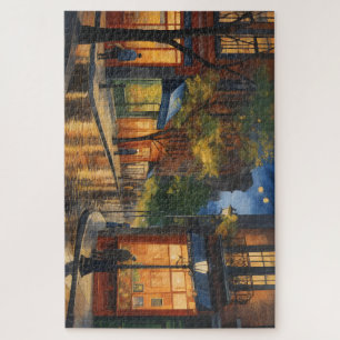 Schöne digitale Malerei einer Stadtstraße bei Nach Puzzle