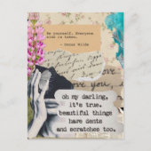 Schöne Dinge und Zitate Mixed Media Collage Postkarte (Vorderseite)