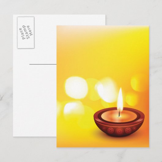Schöne Diwali-Diya-Abbildung Postkarte (Vorne/Hinten)
