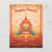 Schöne Diya Lampe Diwali Postkarte (Vorderseite)