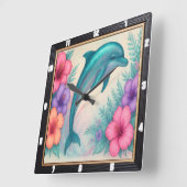 Schöne Dolphin Quadratische Wanduhr (Winkel)