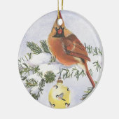 Schöne doppelseitige Kardinalsverzierung Keramikornament (Links)