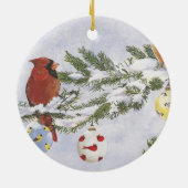 Schöne doppelseitige Kardinalsverzierung Keramikornament (Hinten)