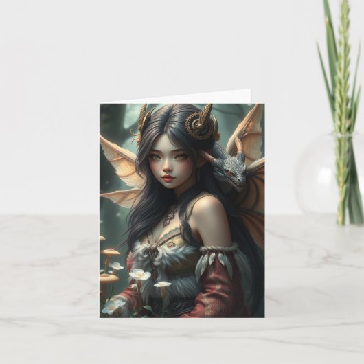 Schöne Drachenkarte Feiertagskarte (Vorderseite)