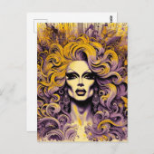 Schöne Drag Queen Lila Yellow Butterfly Postkarte (Vorne/Hinten)