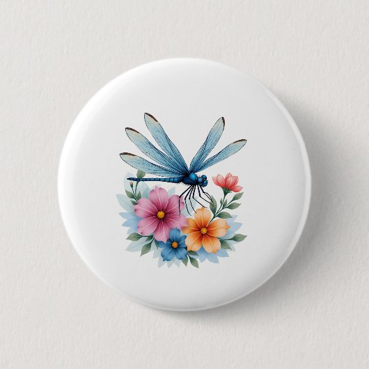Schöne Dragonfly Kunst, Dichtung und Musik Button (Vorderseite)
