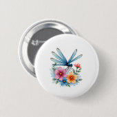 Schöne Dragonfly Kunst, Dichtung und Musik Button (Vorne & Hinten)