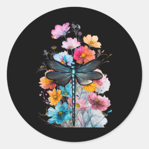 Schöne Dragonfly Kunst, Dichtung und Musik Runder Aufkleber