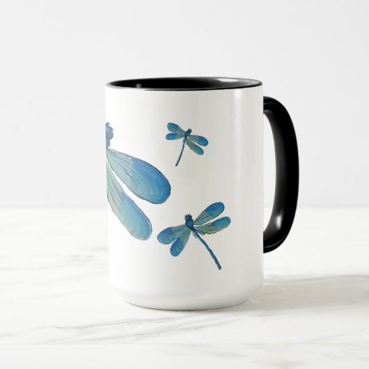 Schöne Dragonfly Rosa Blume Original Kunst Tasse (VorderseiteRechts)