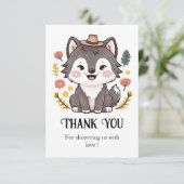 Schöne Dreamy Wolf Babydusche Dankeskarte (Stehend Vorderseite)