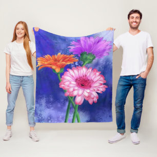 Schöne Drei-Farben-Gerberas - Frühjahr - Malerei Fleecedecke
