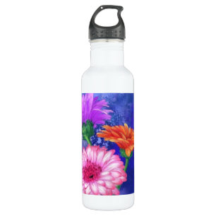 Schöne Drei-Farben-Gerberas - Migned Art Gezeichn Edelstahlflasche