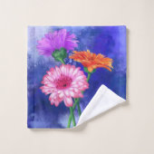 Schöne Drei-Farben-Gerberas - Migned Art Gezeichne Badhandtuch Set (Waschlappen)