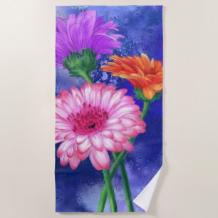 Schöne Drei-Farben-Gerberas - Migned Art Gezeichne Strandtuch