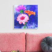 Schöne Drei-Farben-Gerberas - Zeichnend Kunst Leinwanddruck (Insitu (Wohnzimmer))