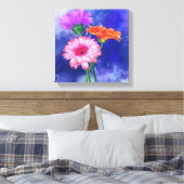 Schöne Drei-Farben-Gerberas - Zeichnend Kunst Leinwanddruck (Insitu (Schlafzimmer))
