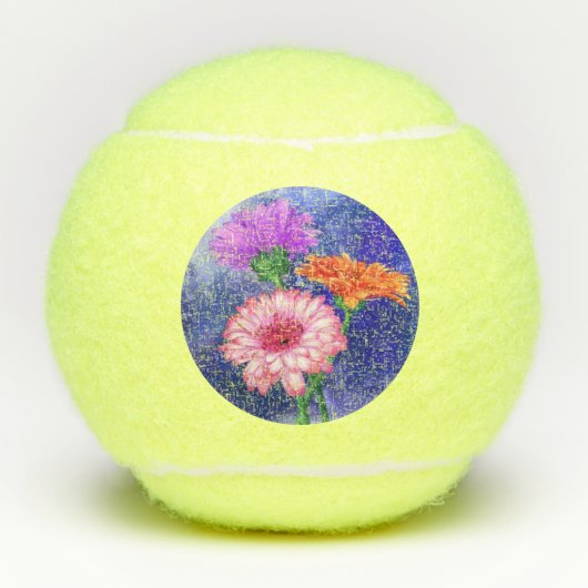 Schöne Drei Farben Gerberas - Zeichnend Kunst Tennisbälle (Vorderseite)