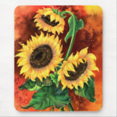 Schöne drei Sonnenblumen bemalten Mauspad (Vorne)