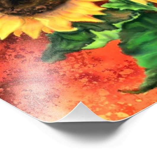 Schöne Drei Sonnenblumen - Malerei Fotodruck (Ecke)