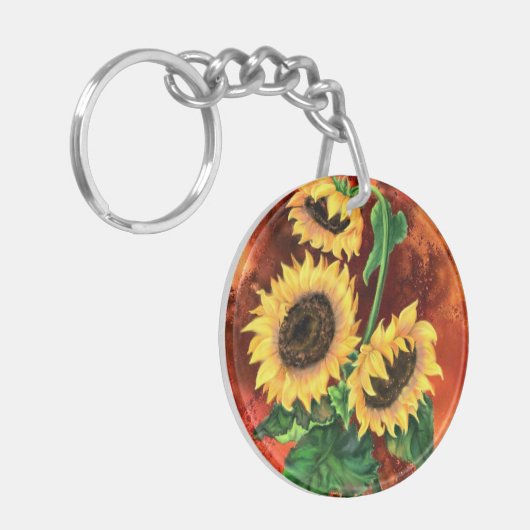 Schöne Drei Sonnenblumen Schlüsselanhänger - Maler (Vorderseite links)