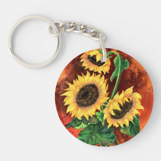 Schöne Drei Sonnenblumen Schlüsselanhänger - Maler (Vorderseite)