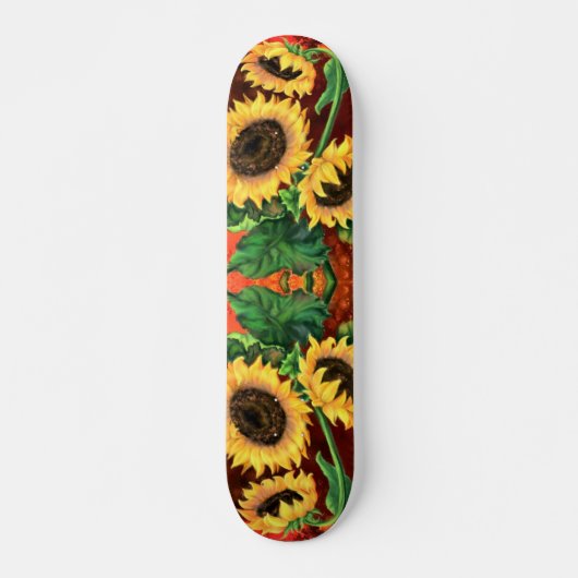 Schöne Drei Sonnenblumen Skateboard - Malerei (Vorne)