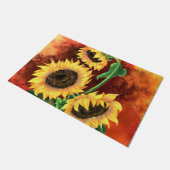 Schöne Drei Sonnenblumen Türmchen - Gemälde Fußmatte (Schrägansicht)