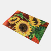 Schöne drei Sonnenblumen - Willkommen Fußmatte (Schrägansicht)