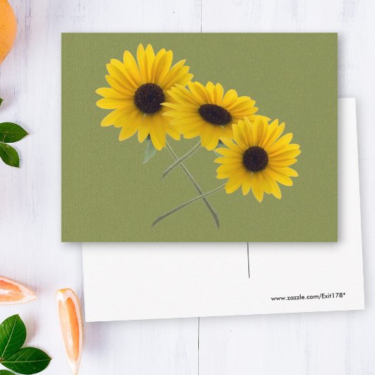 Schöne Dreifach-Sonnenblumen-Fotografie auf Green Postkarte