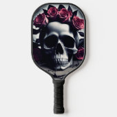 Schöne Dunkel- und Gotische Rose Skull Pickleball Schläger (Vorderseite)