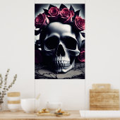 Schöne Dunkel- und Gotische Rose Skull Poster (Küche)