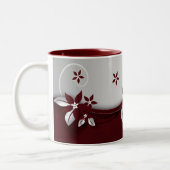 Schöne dunkelrote und silbergraue Blume Zweifarbige Tasse (Links)