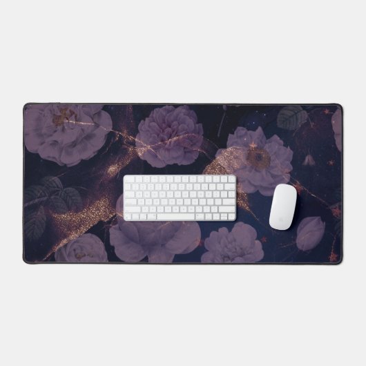 Schöne dunkelviolette Blumen Große Schreibtischunterlage (Tastatur & Maus)