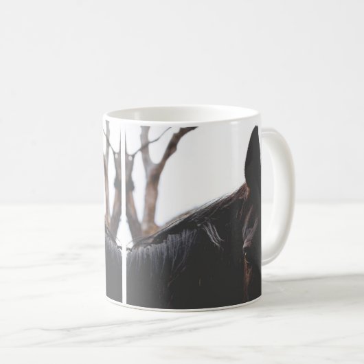Schöne dunkle Pferde Tiere Kaffee Tasse (VorderseiteRechts)