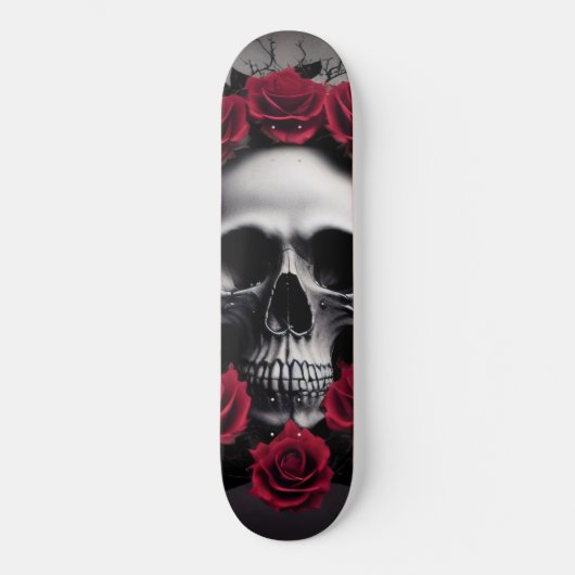 Schöne dunkle und gotische Rose Skull Sigil Skateboard (Vorderseite)
