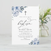 schöne dustige blühende Taufe Einladung (Stehend Vorderseite)