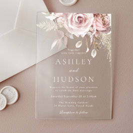Schöne dusty Rose & Blush Wedding Acryleinladungen